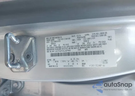 2017 Lincoln Mkc Select z USA, uszkodzony, nr VIN 5LMCJ2C92HUL32793